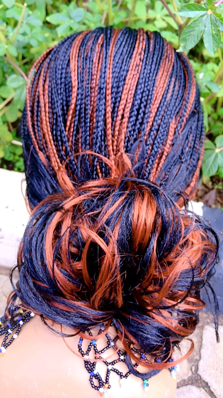 Closure Ponytail Braided Wig — Two-Tone Auburn