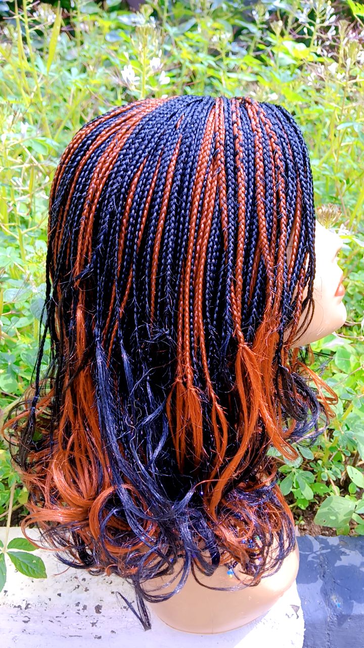 Closure Ponytail Braided Wig — Two-Tone Auburn