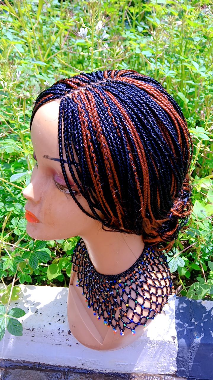Closure Ponytail Braided Wig — Two-Tone Auburn