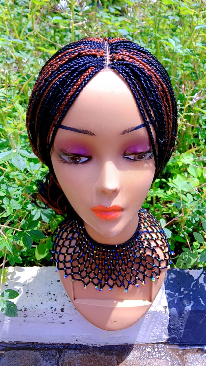 Closure Ponytail Braided Wig — Two-Tone Auburn