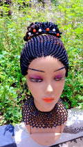 Braided Curly Pony Black & Burgundy