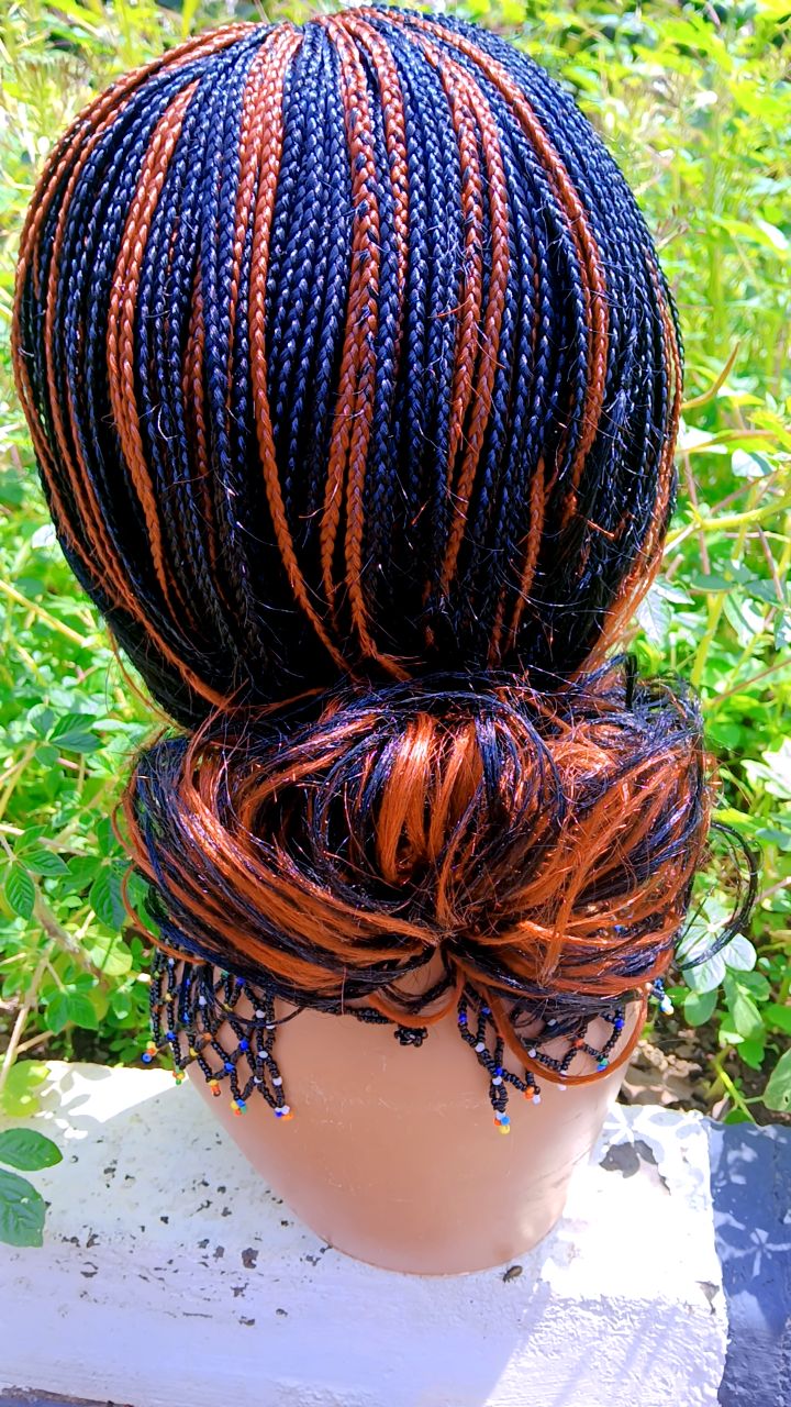 Closure Ponytail Braided Wig — Two-Tone Auburn