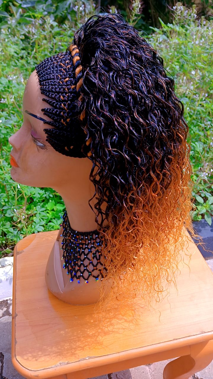 Amara Curly Braided Wig — Ginger Ombré