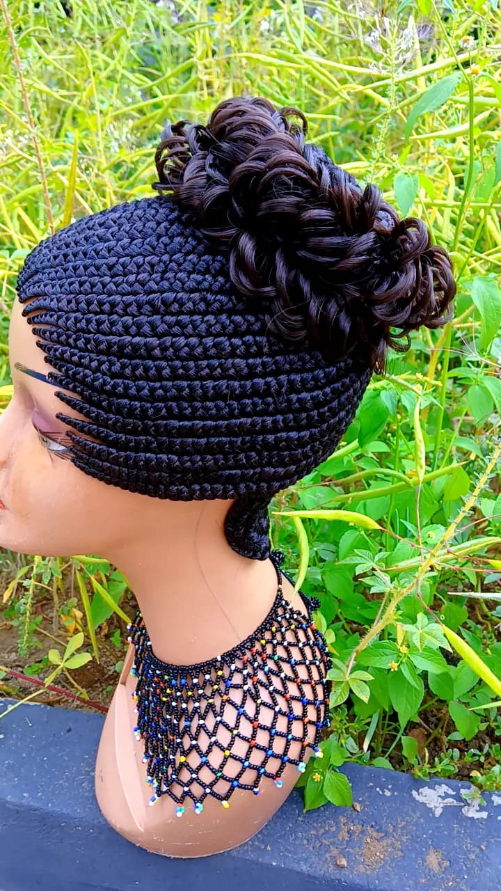 All-Up Curly Bun Cornrow Wig