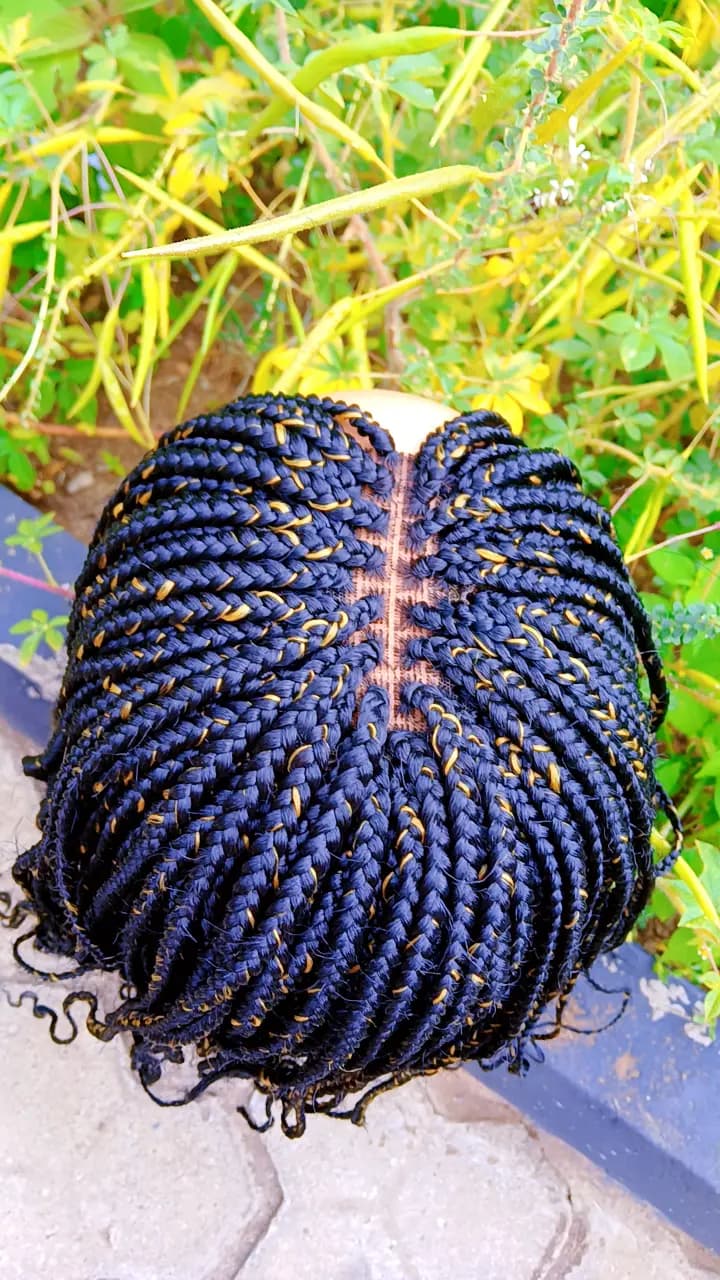 Closure Braided Wig — Black and gold