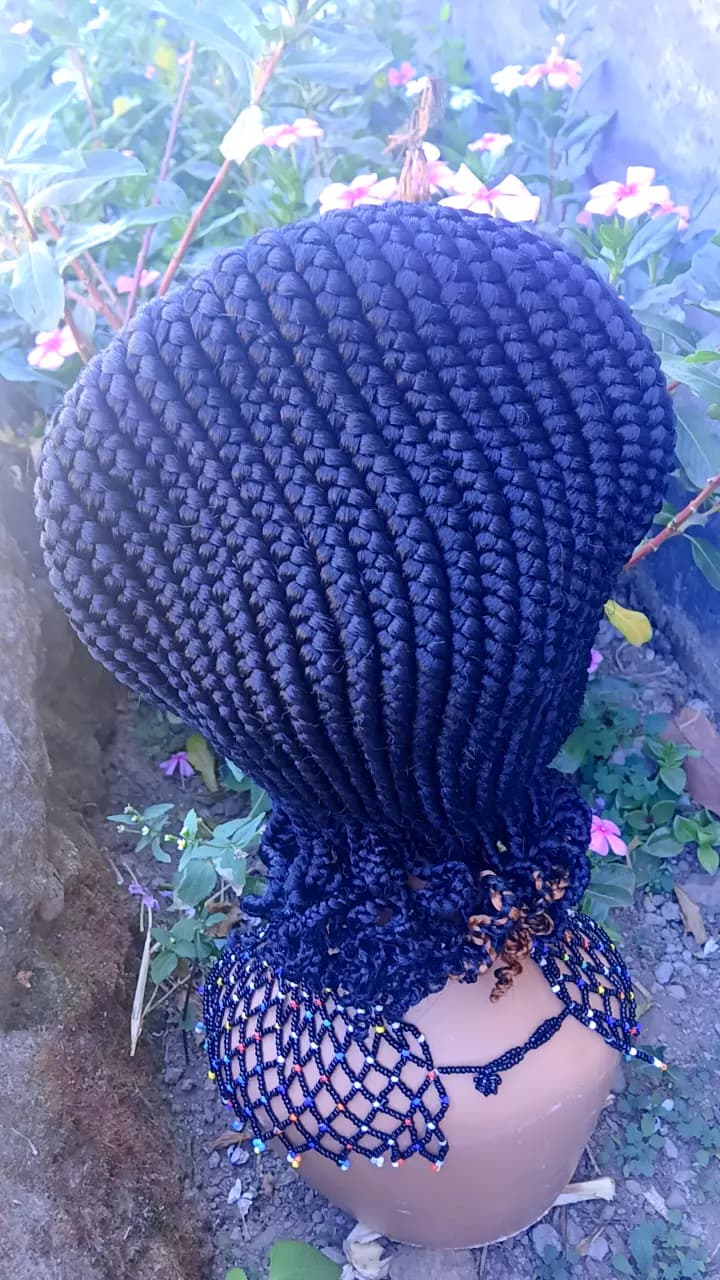 Beehive Braided Wig — Curled Edges