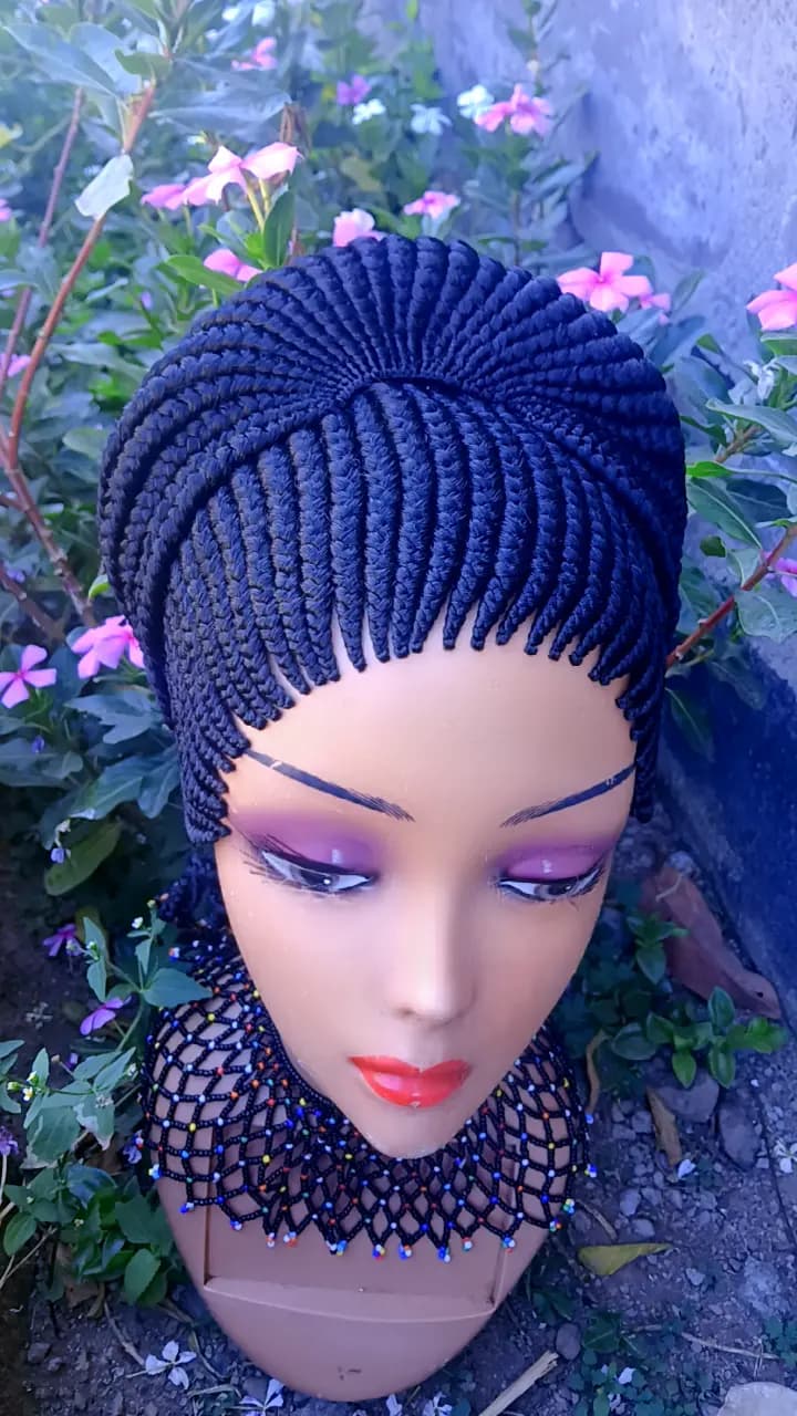 Beehive Braided Wig — Curled Edges