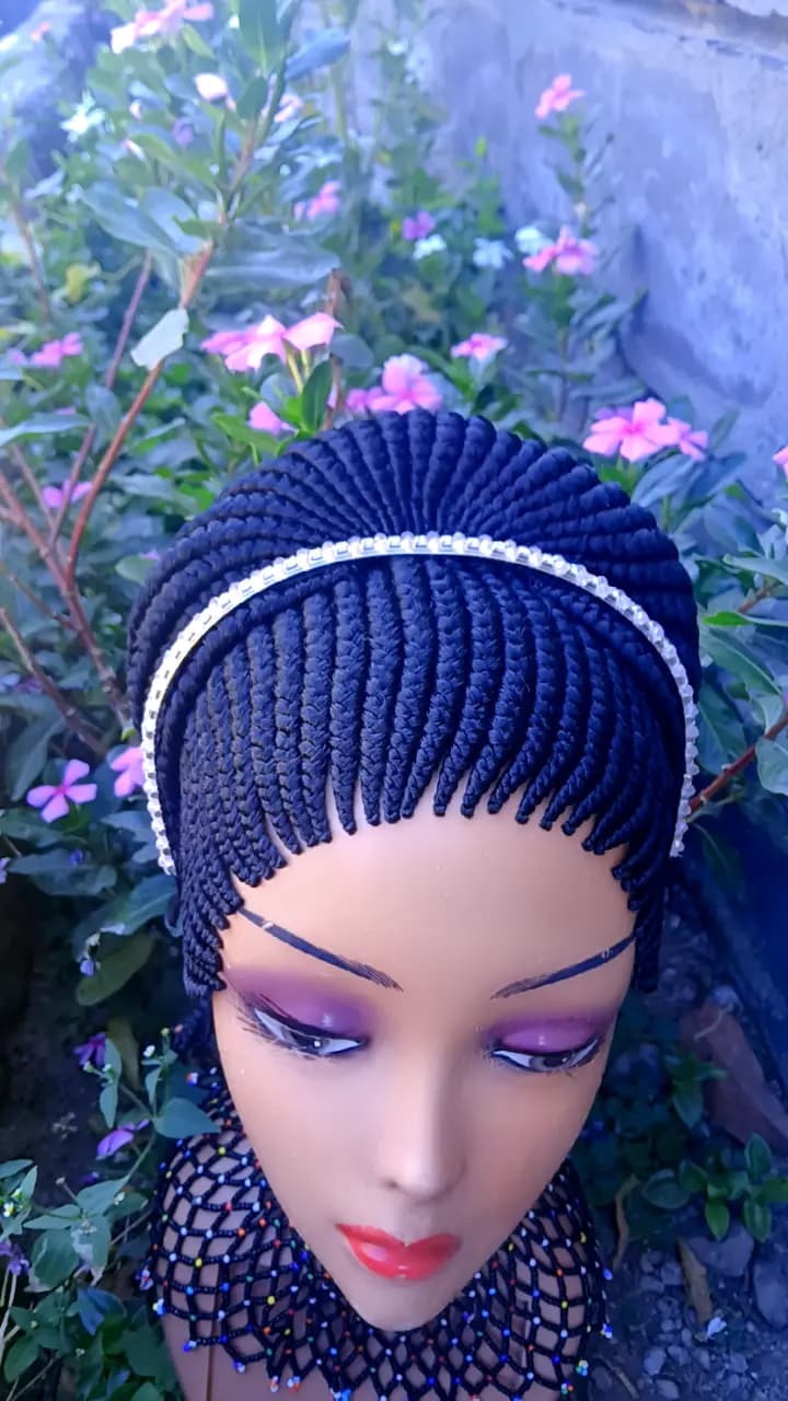 Beehive Braided Wig — Curled Edges