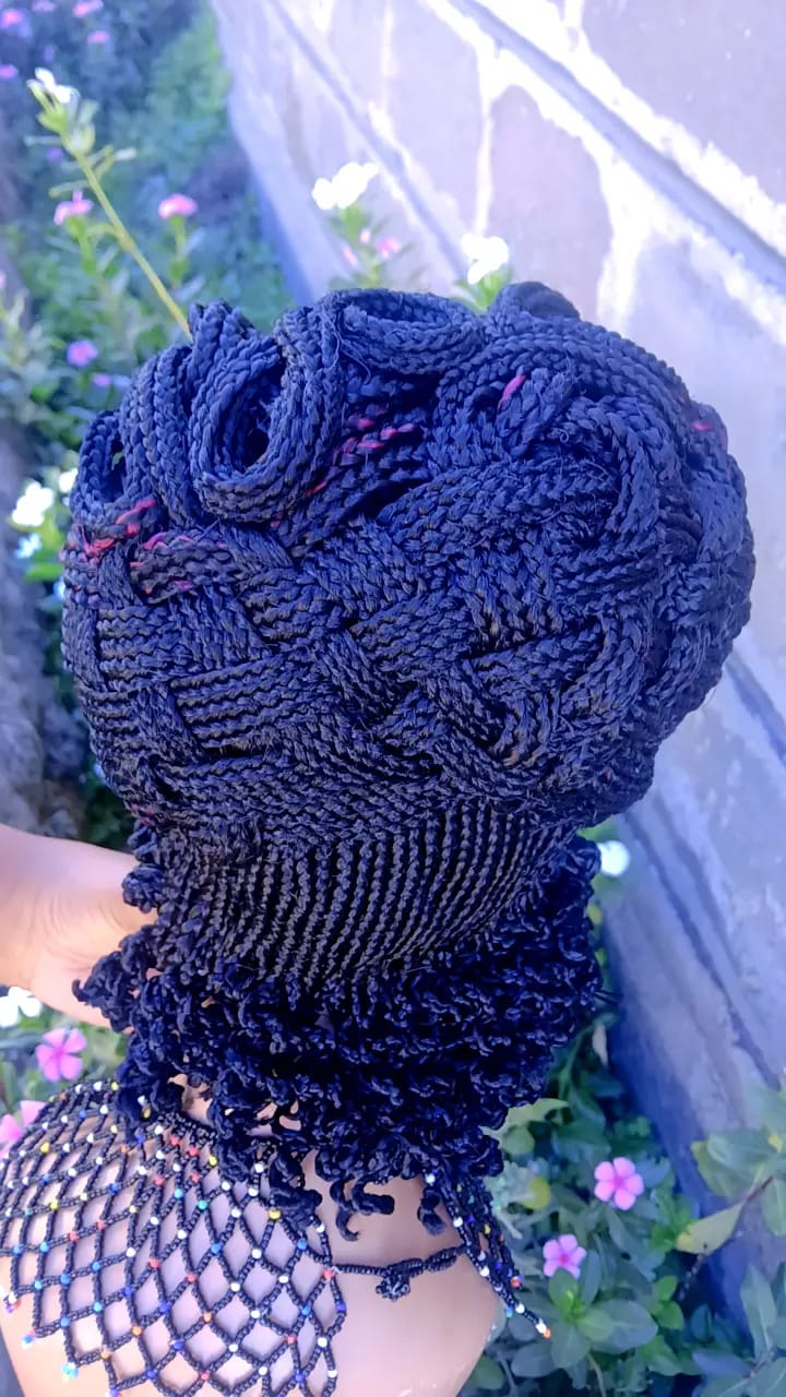 Beehive unique Black Braided Wig