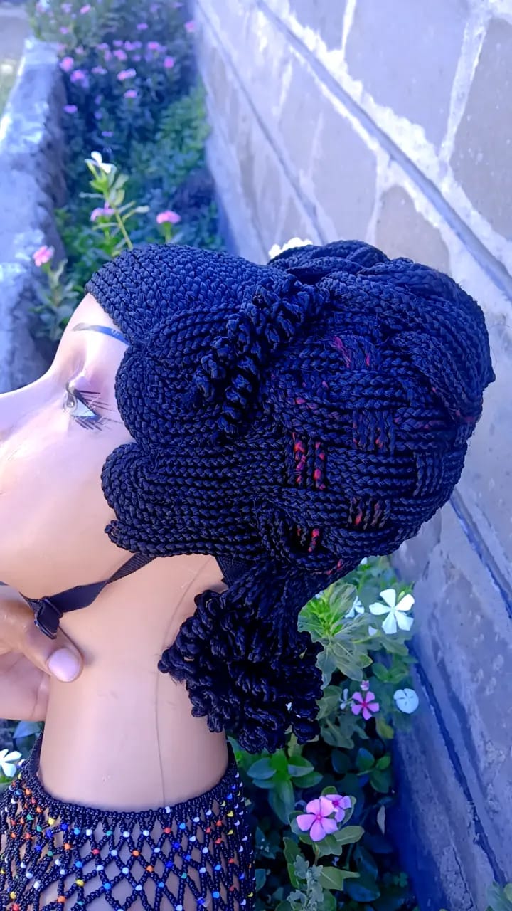 Beehive unique Black Braided Wig