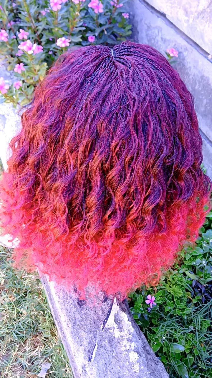 Zuri Micro Braid Wig — Burgundy Flame