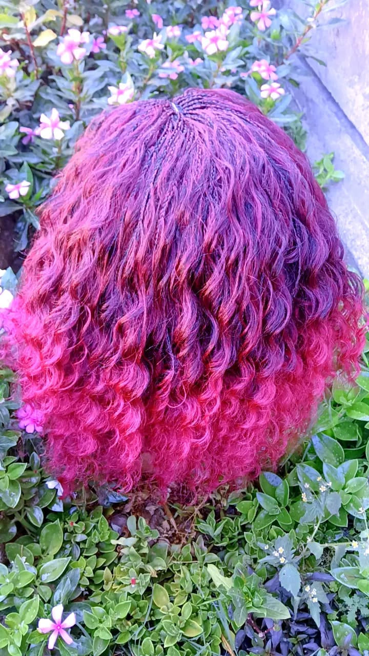 Zuri Micro Braid Wig — Burgundy Flame