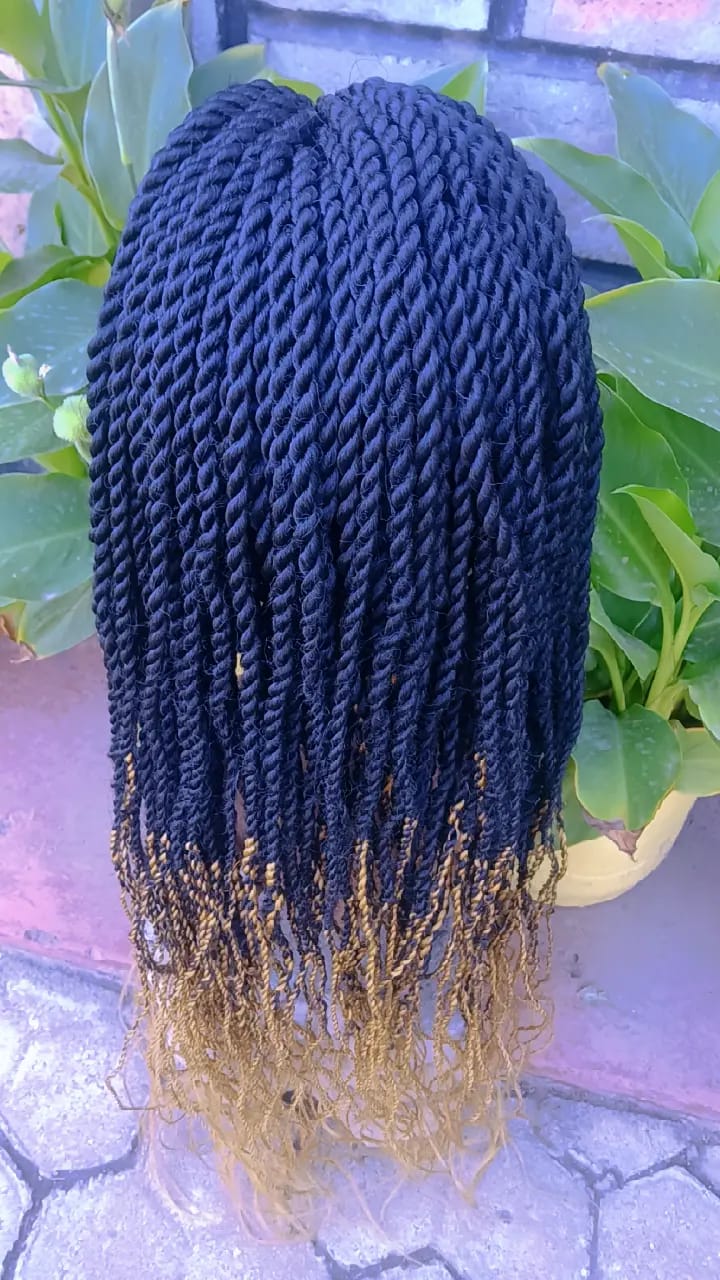 Zuri Rope Twist Wig – Navy to Honey Ombré