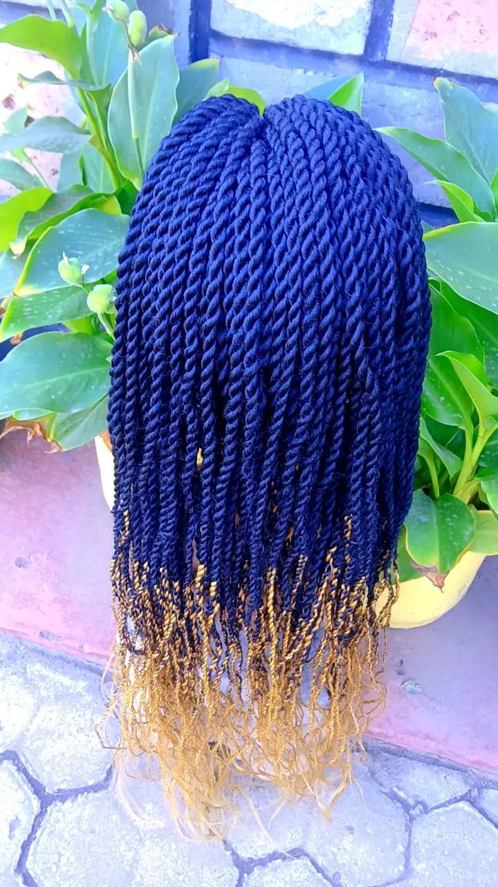 Zuri Rope Twist Wig – Navy to Honey Ombré