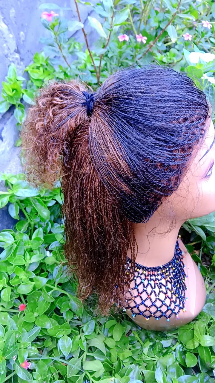 Zuri Water Curl Sisterlocs Wig — Copper Tips