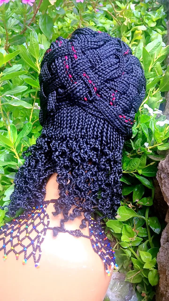 Beehive unique Black Braided Wig