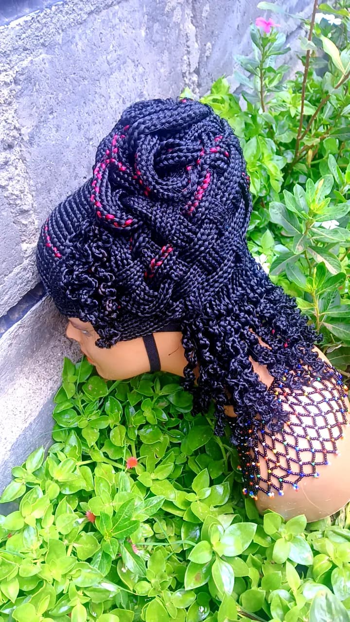 Beehive unique Black Braided Wig