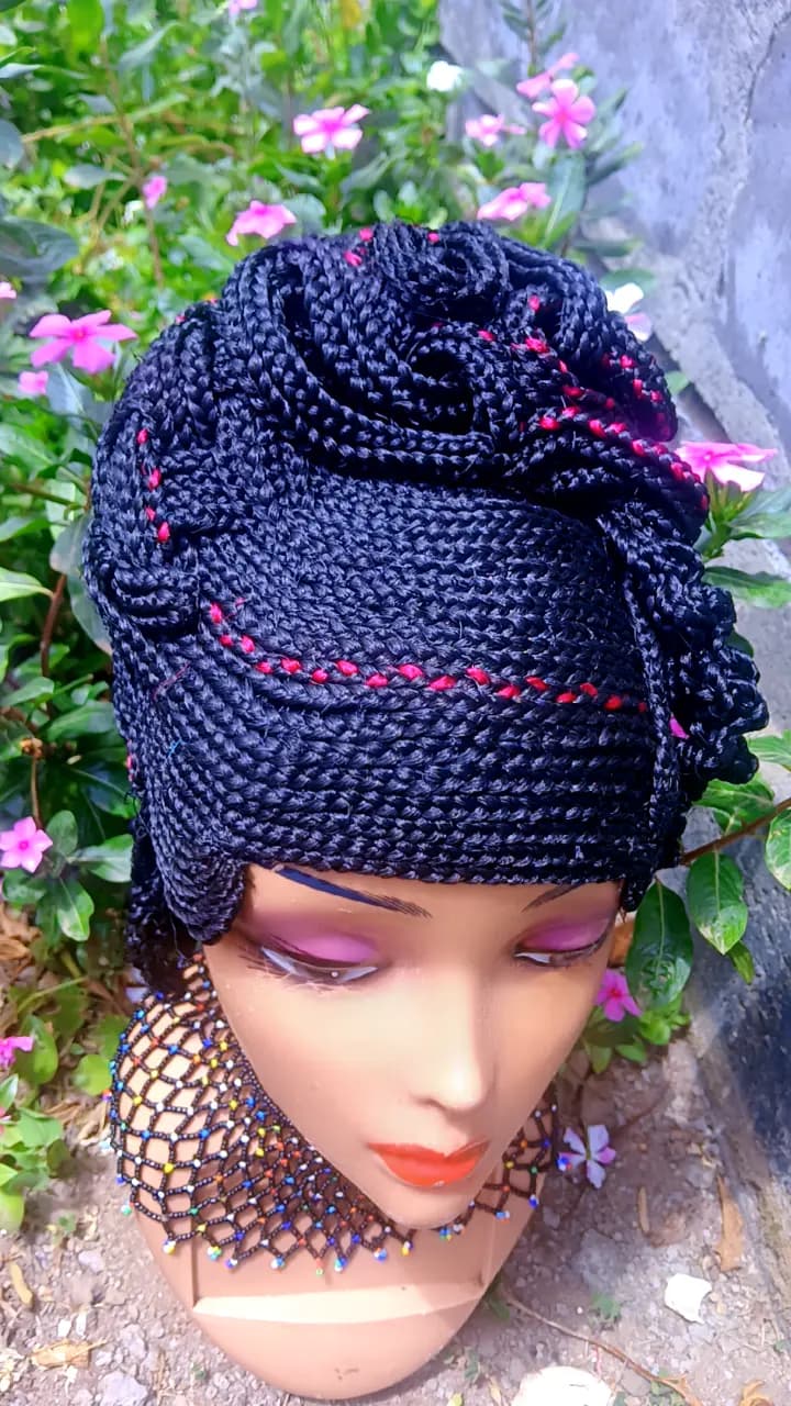 Beehive unique Black Braided Wig