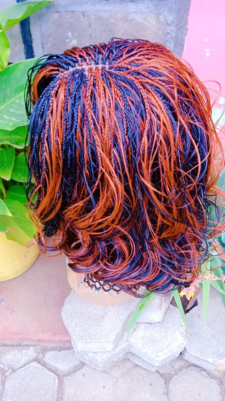 Closure Ponytail Braided Wig — Two-Tone Auburn
