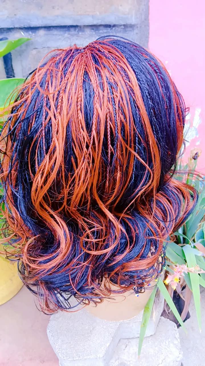 Closure Ponytail Braided Wig — Two-Tone Auburn