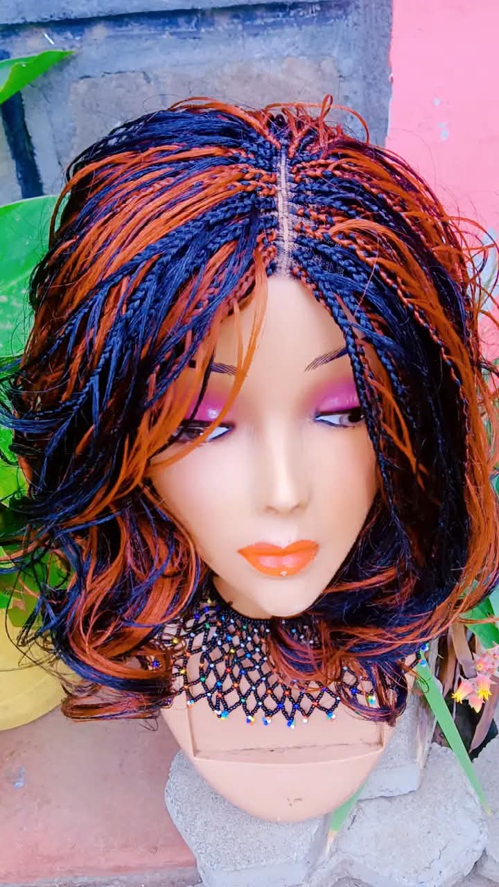 Closure Ponytail Braided Wig — Two-Tone Auburn