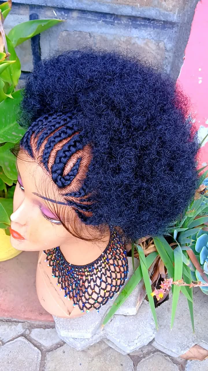 Afro Cornrow Water Curl Wig