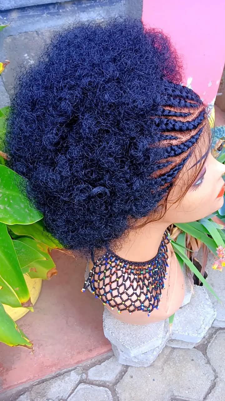 Afro Cornrow Water Curl Wig