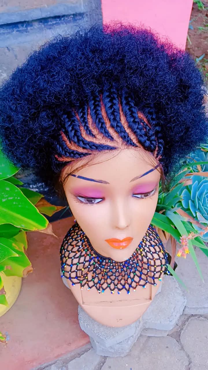 Afro Cornrow Water Curl Wig