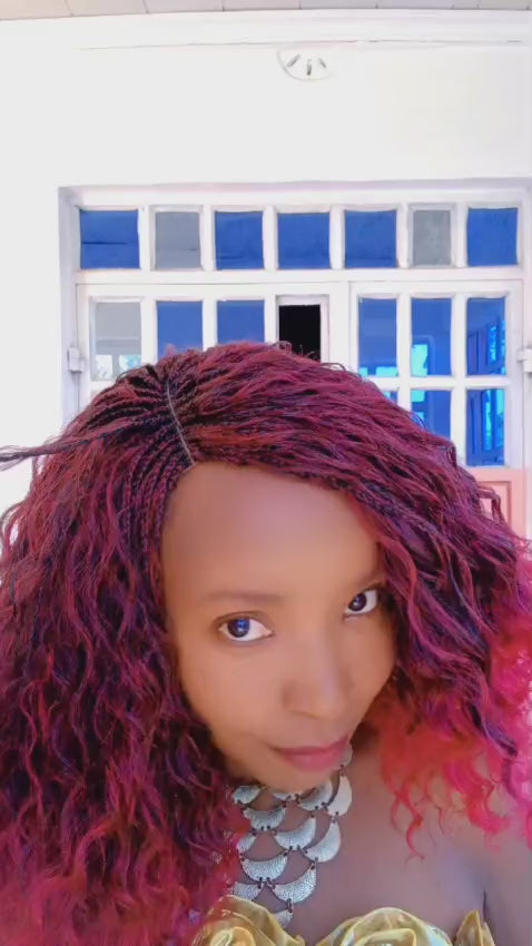 Zuri Micro Braid Wig — Burgundy Flame