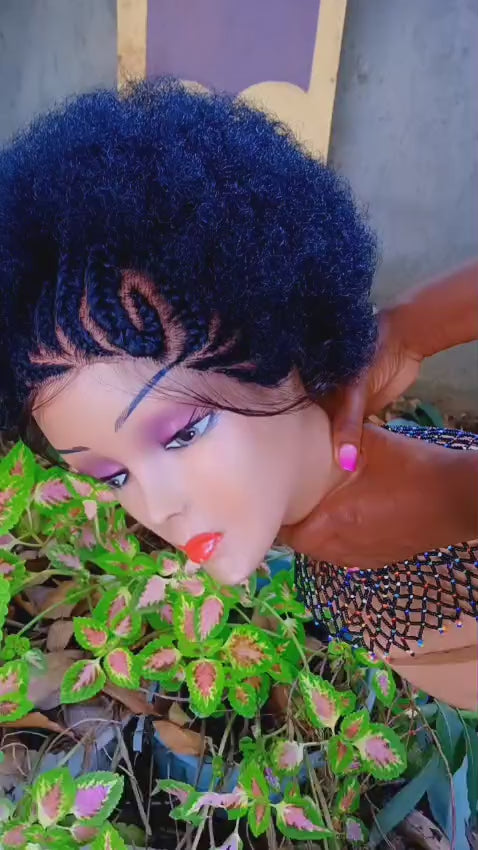 Afro Cornrow Water Curl Wig