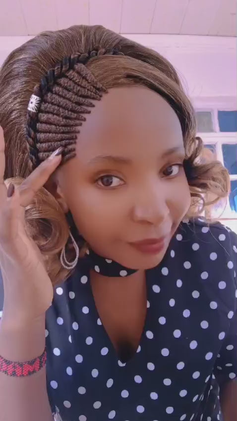 Side Braided Wavy Wig — Caramel Ombré