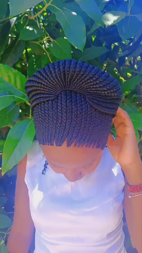 Beehive Braided Wig — Curled Edges