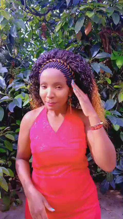 Amara Curly Braided Wig — Ginger Ombré