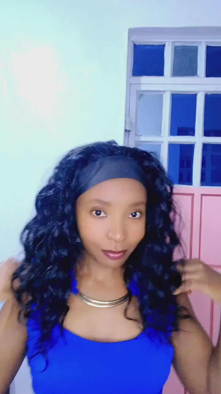 Long Body Wave Headband Wig — Natural Black