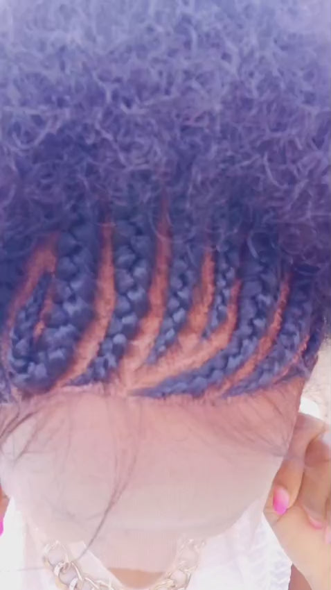 Afro Cornrow Water Curl Wig