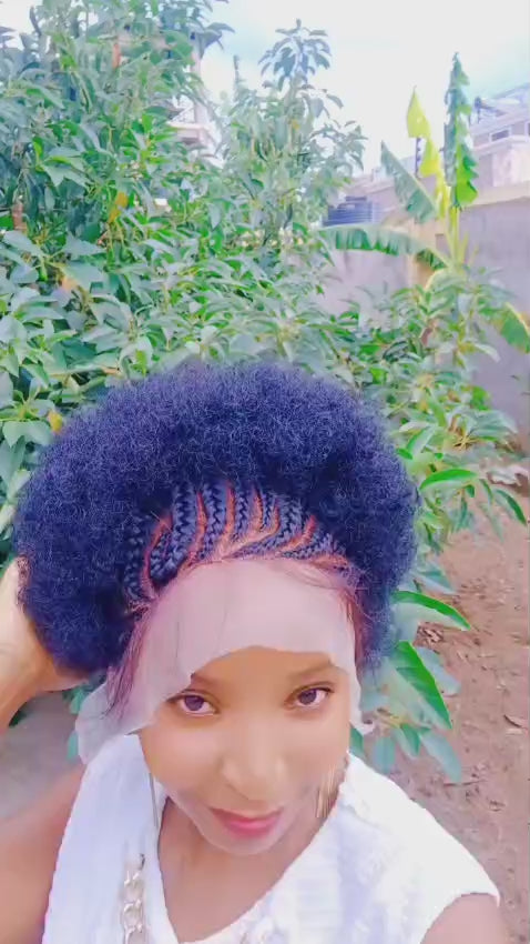 Afro Cornrow Water Curl Wig