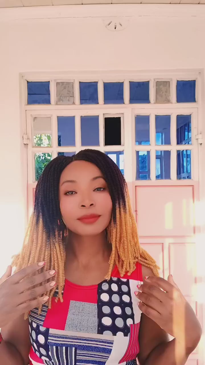 Spring Twist Bob Wig — Two-Tone Black &amp; Ginger Ombré