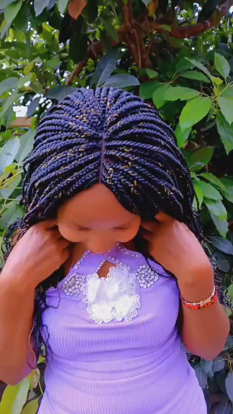 Closure Braided Wig — Black and gold