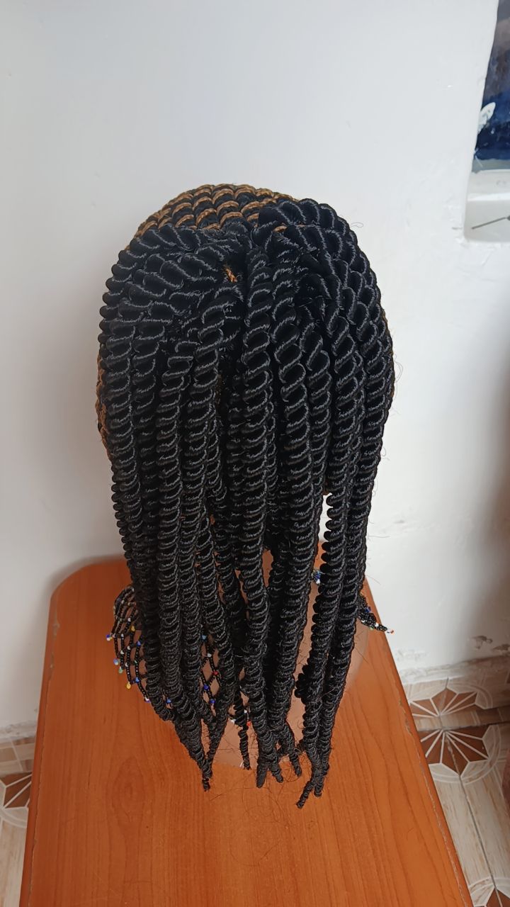 Spring Cornrow Pony Wig — Caramel & Black